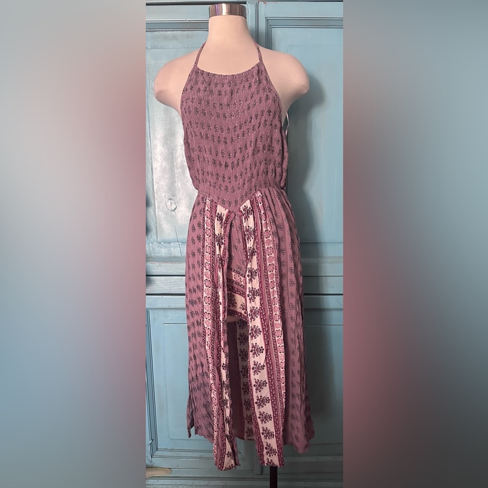 Angie Mauve Textured Boho Maxi Dress